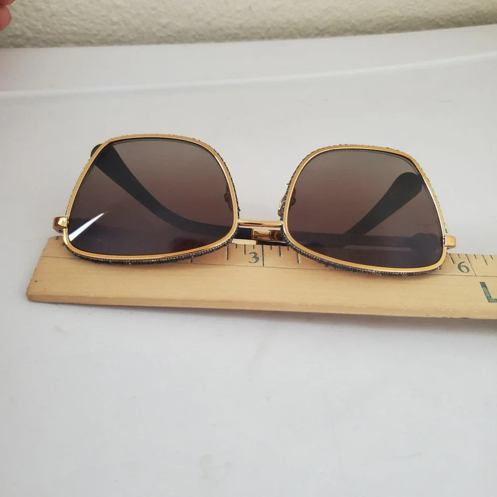Chanel 4222 Gold Navy Denim Polarized Square Sunglasses Women CC Logo Italy